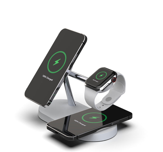 Multifunctional Five-In-One Magnetic Wireless Charging Watch Headset Desktop Mobile Phone Holder Charger 15W Fast Charge