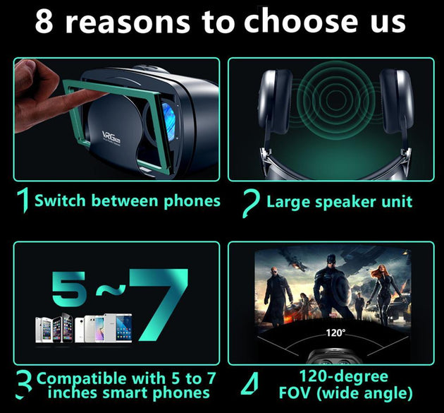 VR Helmet 3D Glasses Virtual Reality Support 0-800 Myopia For Smartphone Smart Phone Headset
