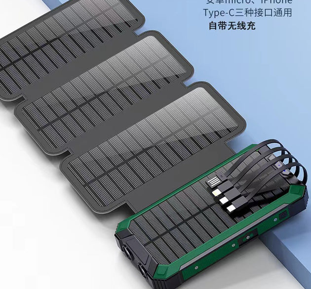 With Four-wire Large Solar Charging Unit Folding Wireless Charger Power Bank