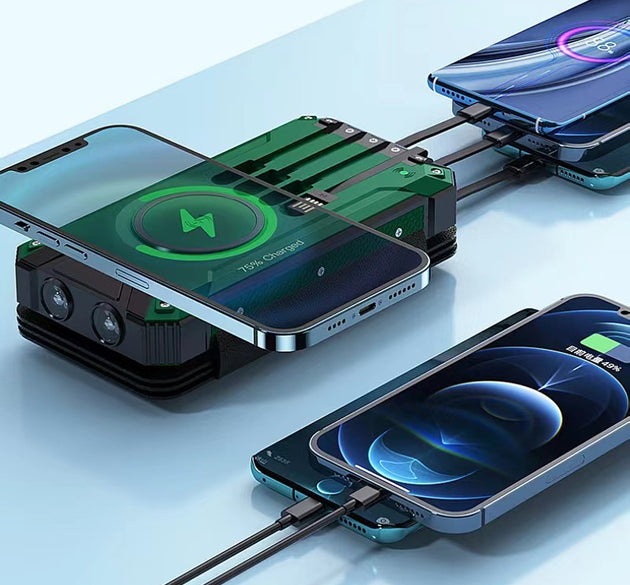 With Four-wire Large Solar Charging Unit Folding Wireless Charger Power Bank