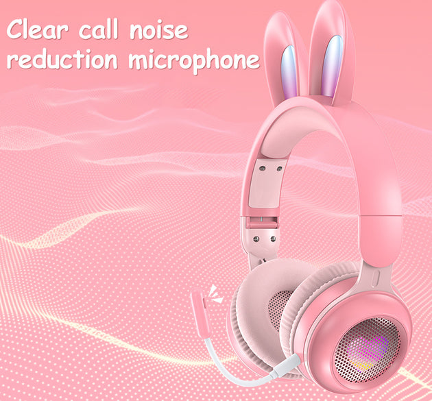 Rabbit Ear Headphones Wireless Luminous Extendable Wheat Headphones